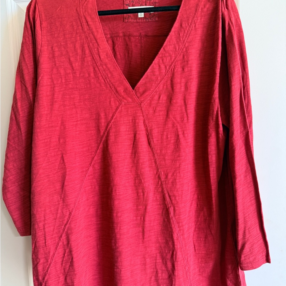Elegant Red V-Neck Tunic for Women